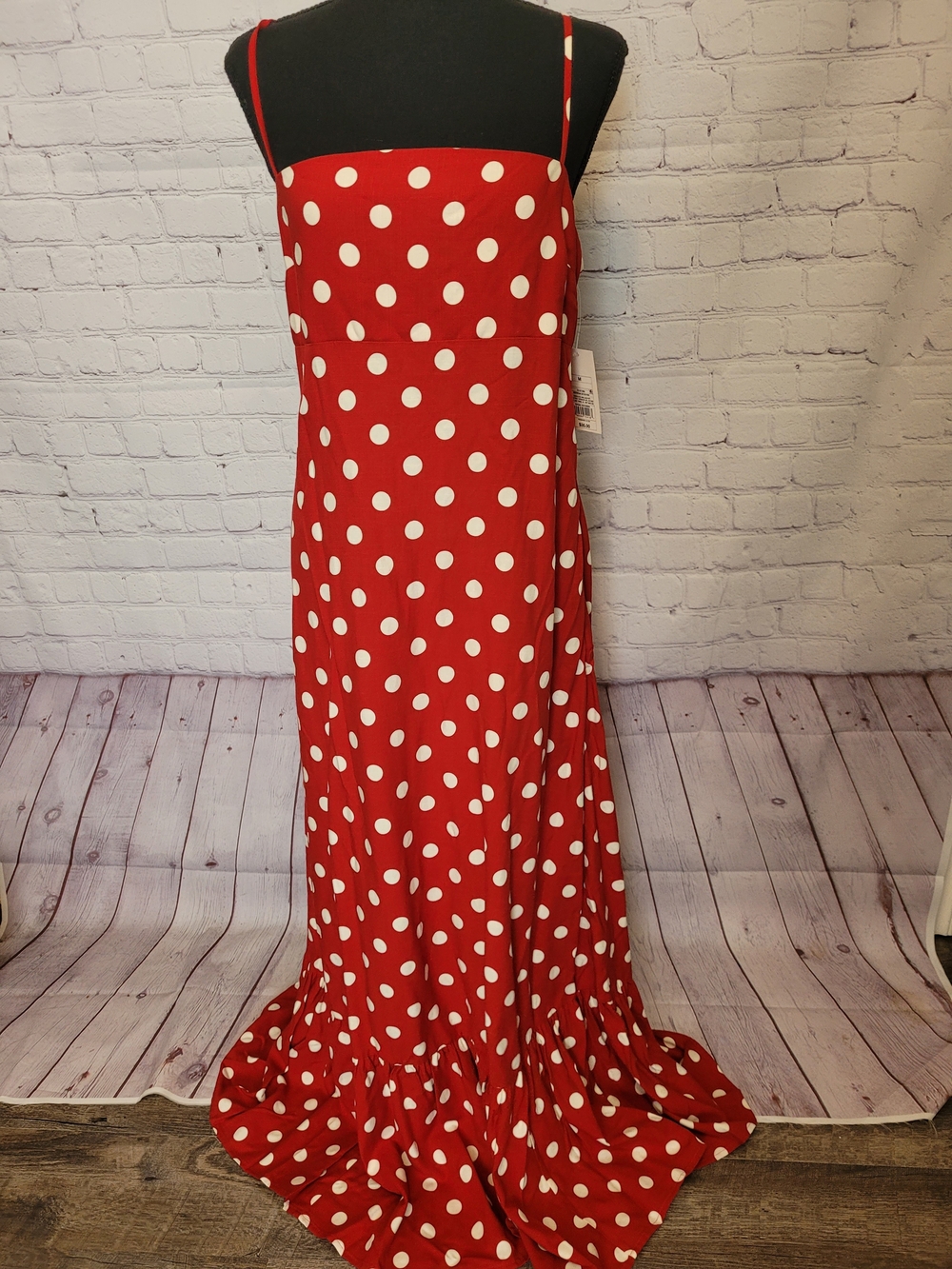 NEW Red White Polka Dot Maxi Dress Size Medium